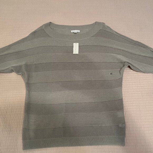 Gray Sweater Top with Mesh Sections - Picture 2 of 10